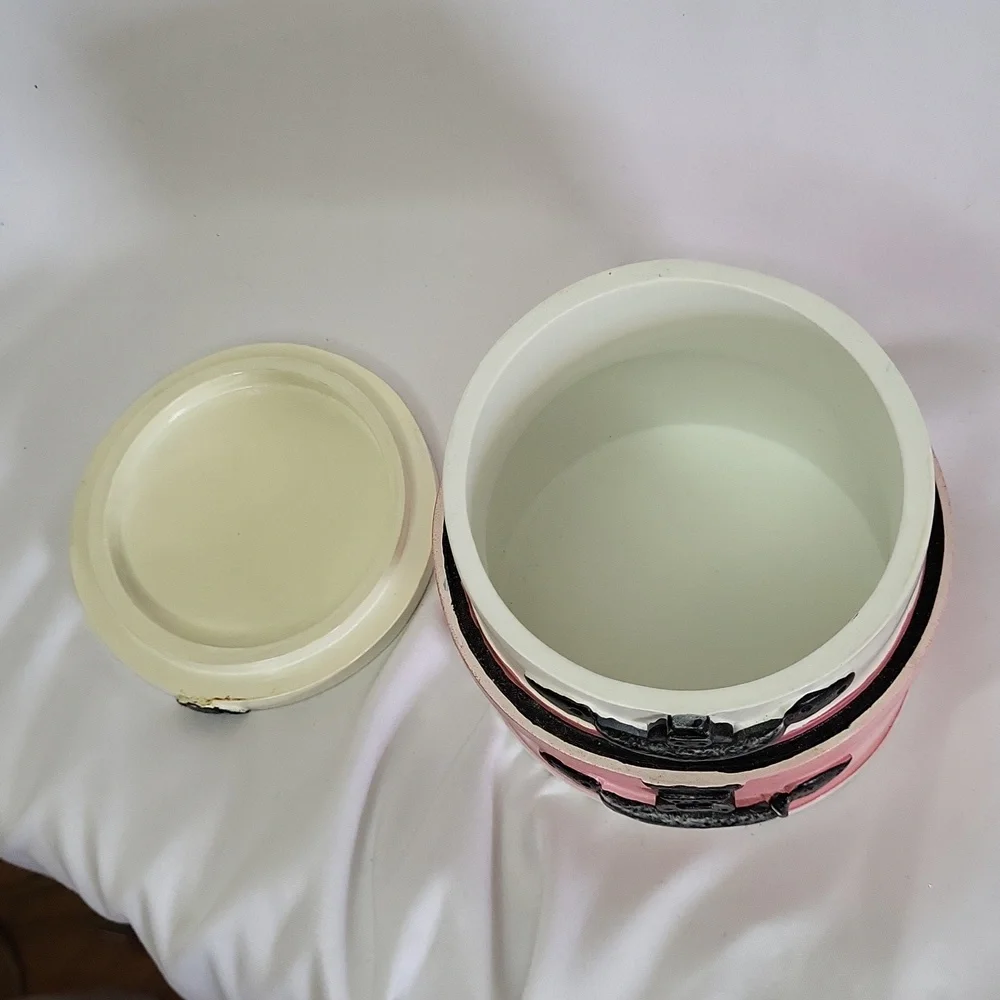 Cotton ball jar Shopping Spree Sears 2006 Pink black decor 4 x 4